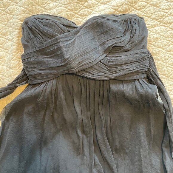 J. Crew Strapless Silk Chiffon Maxi Gown Dress Size 0 Navy Blue - Picture 2 of 4